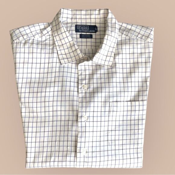 Polo Ralph Lauren Bonnard White and Blue Checkered Long Sleeve Shirt Sz XL - Picture 4 of 6